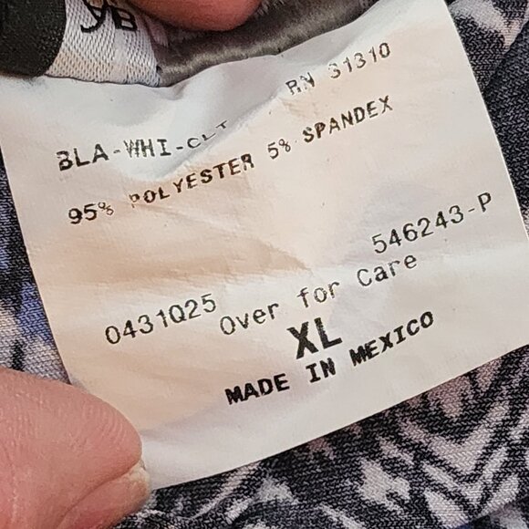 AB Studio Black White Royal Mixed Pattern Ruched Waist Poly Span Maxi Skirt XL - Picture 16 of 16